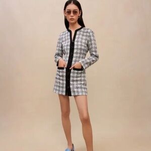 Maje Monochrome Checkered Mini Dress